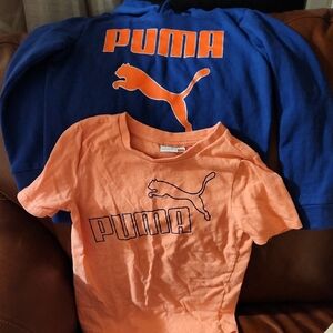 Puma Vibrant Blue Hoodie and Bold Orange T-Shirt